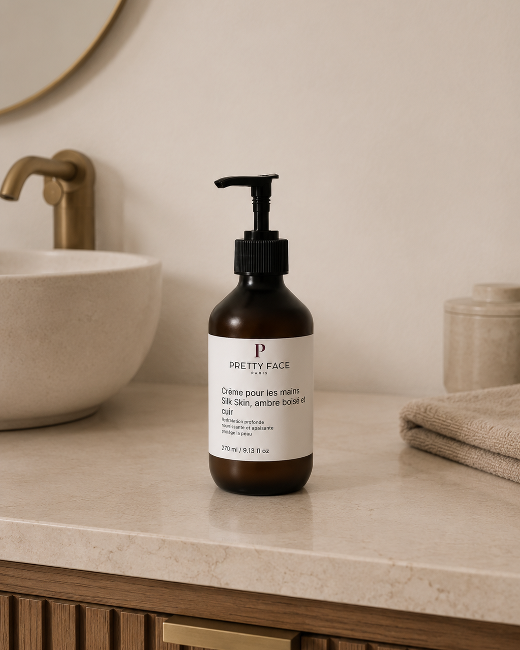 Crème pour les mains Silk Skin, ambre boisé et cuir