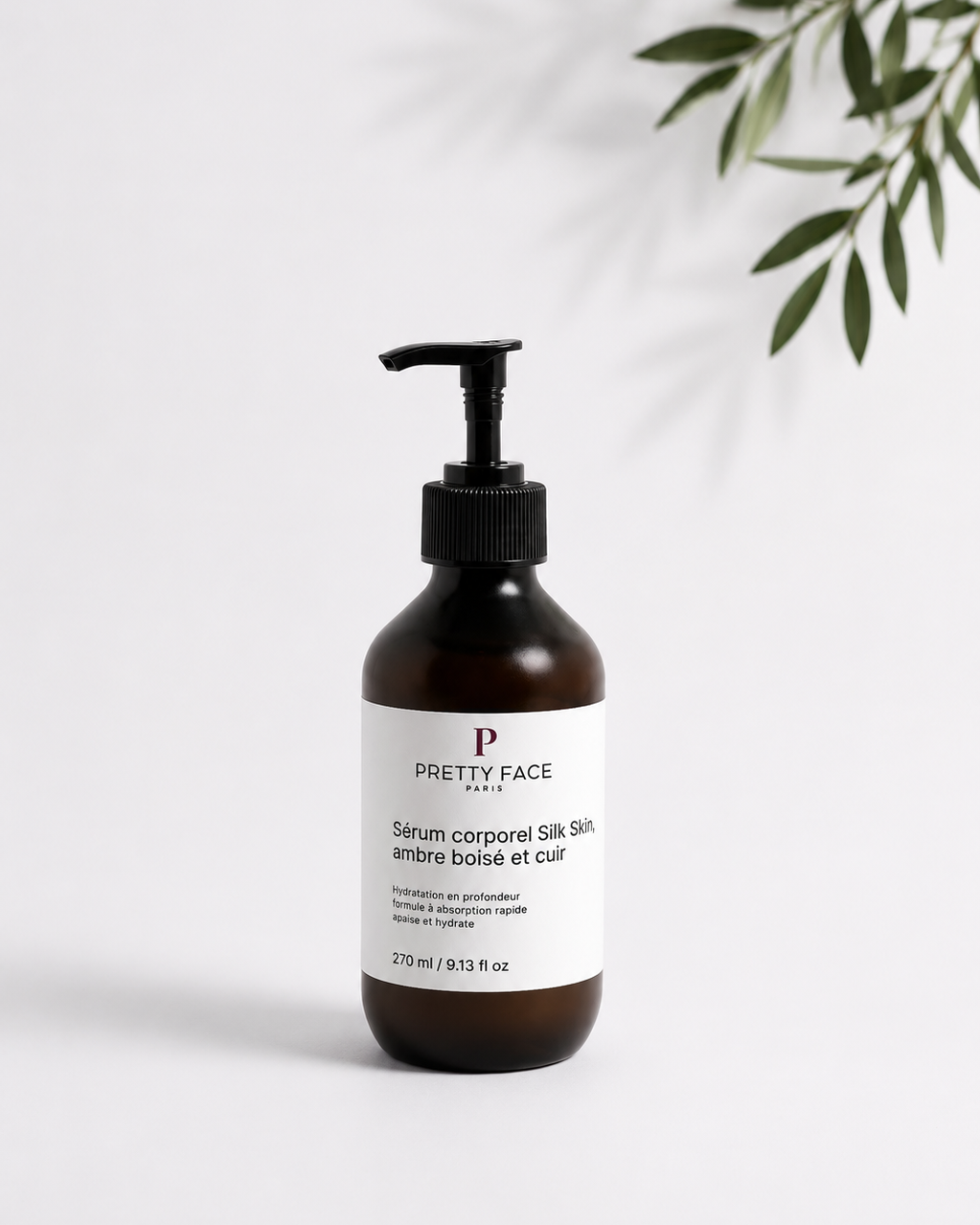 Sérum corporel Silk Skin, ambre boisé et cuir